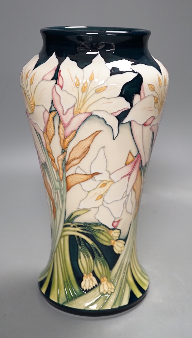 A Moorcroft 'Madonna lily' vase by Paul Hilditch, limited edition 8/40, 2013, 25.5 cms high.